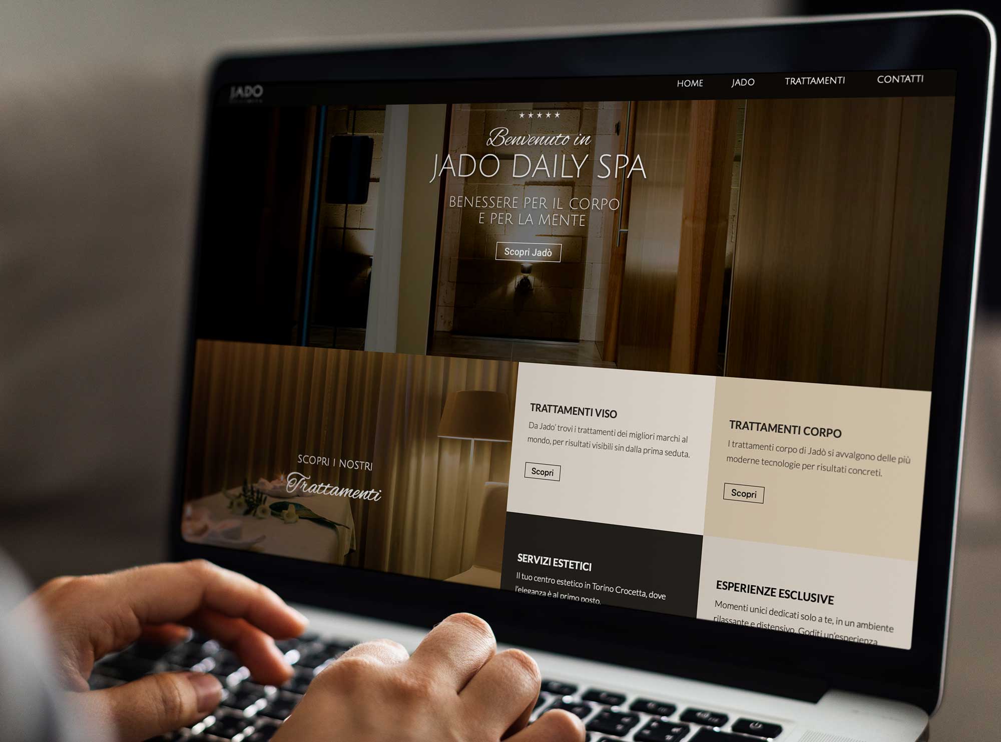 Mockup sito Jado Daily Spa su pc desktop