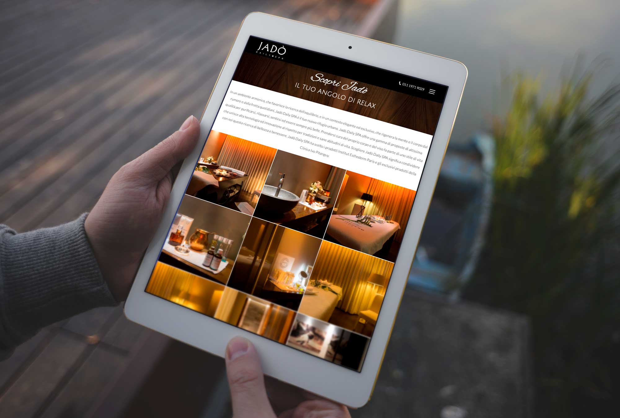 Mockup sito Jado Daily Spa su tablet
