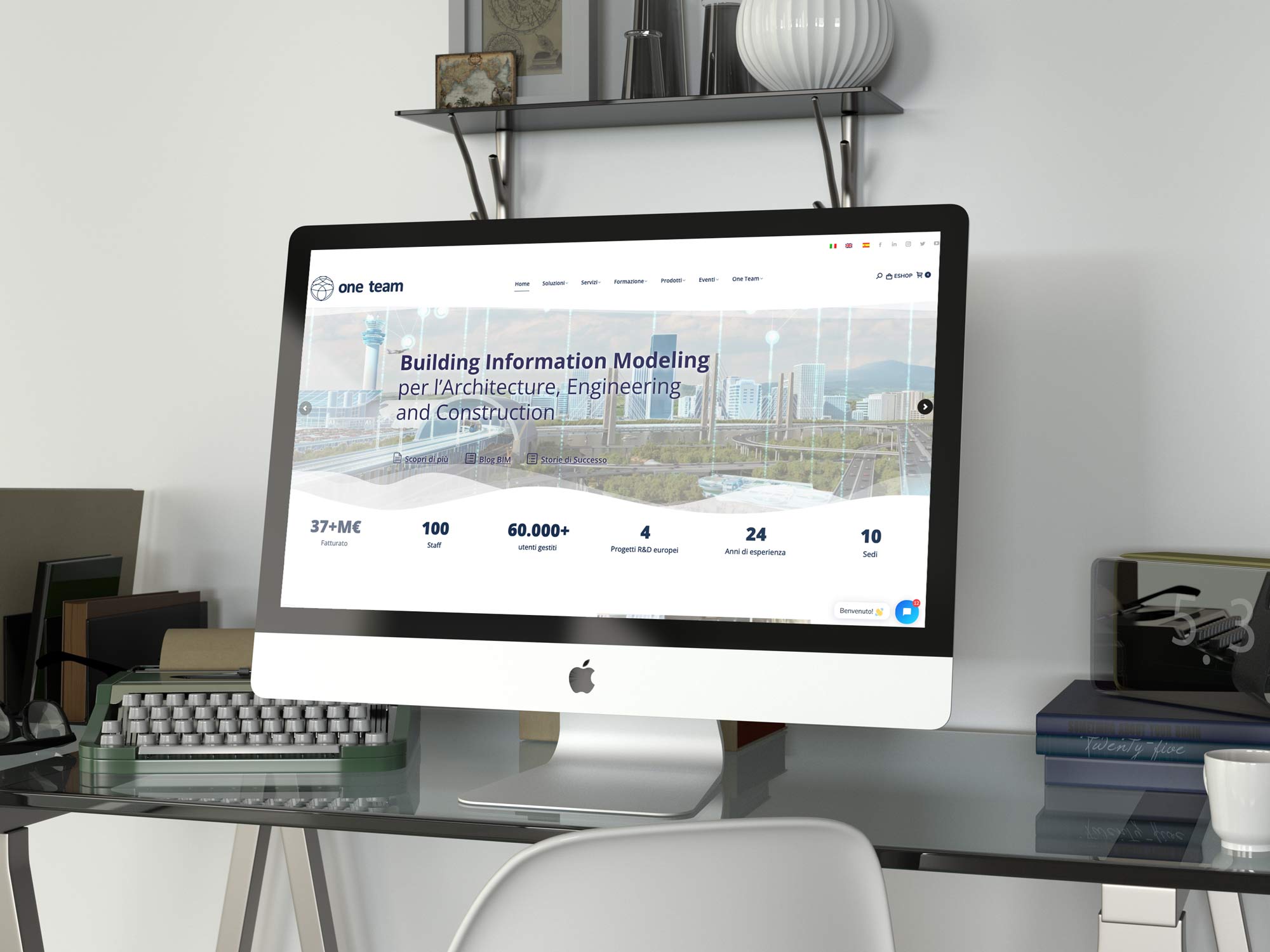 Mockup sito versione desktop one team