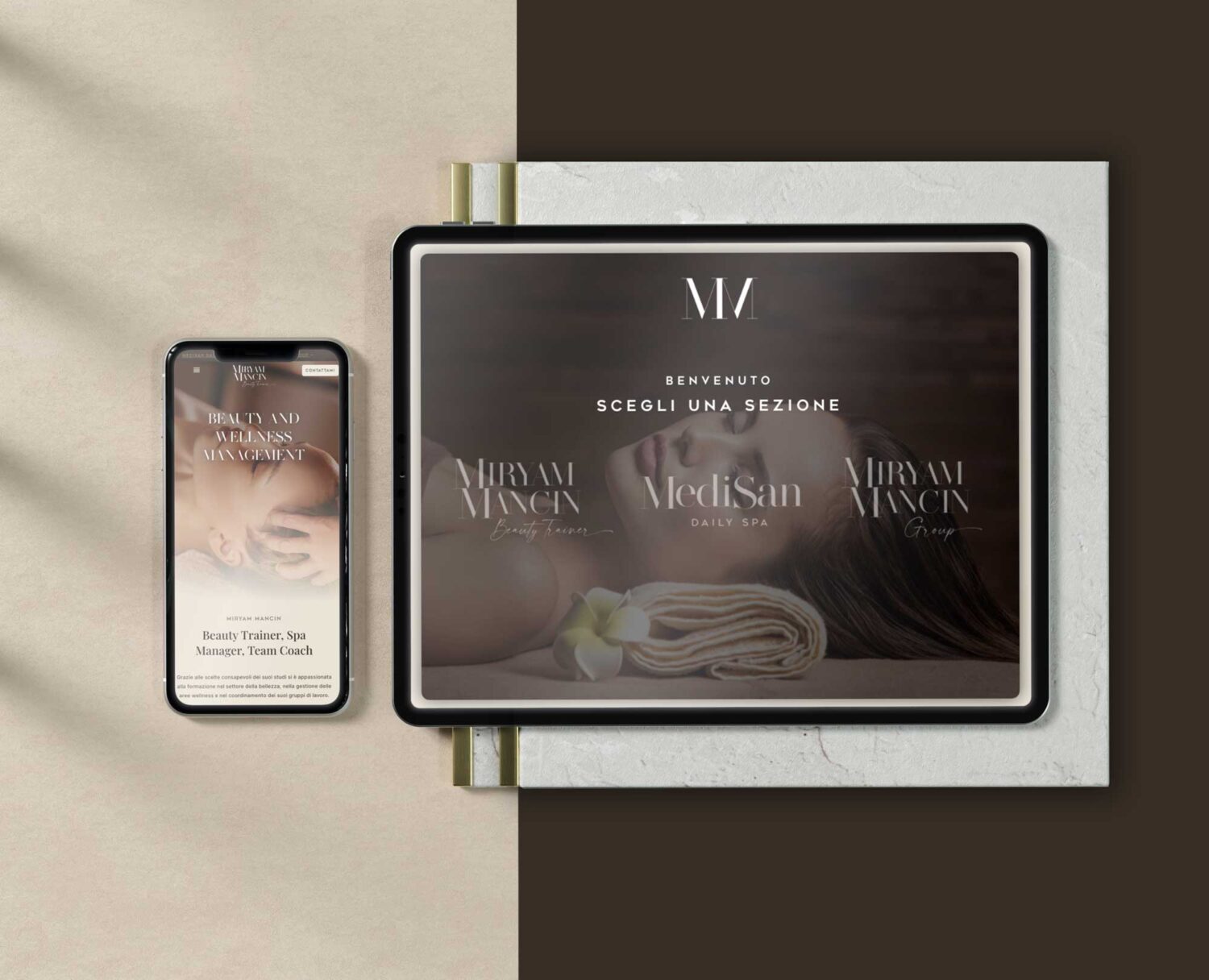 Mockup sito mobile e desktop Beauty trainer