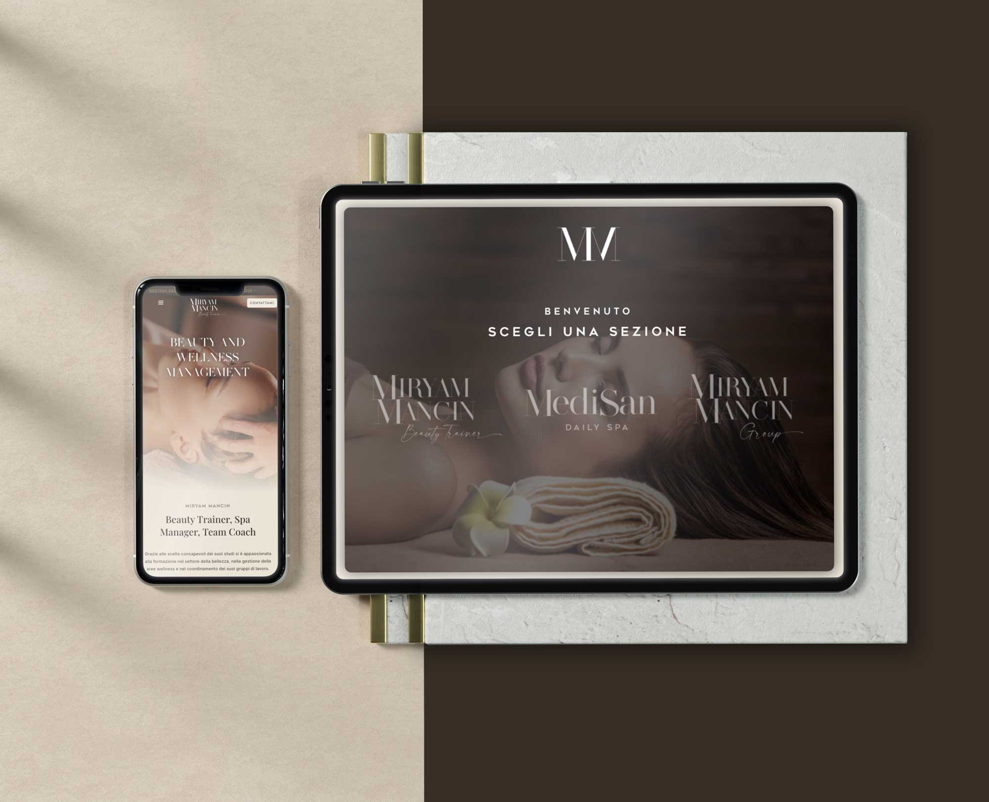 Mockup sito mobile e desktop Beauty trainer