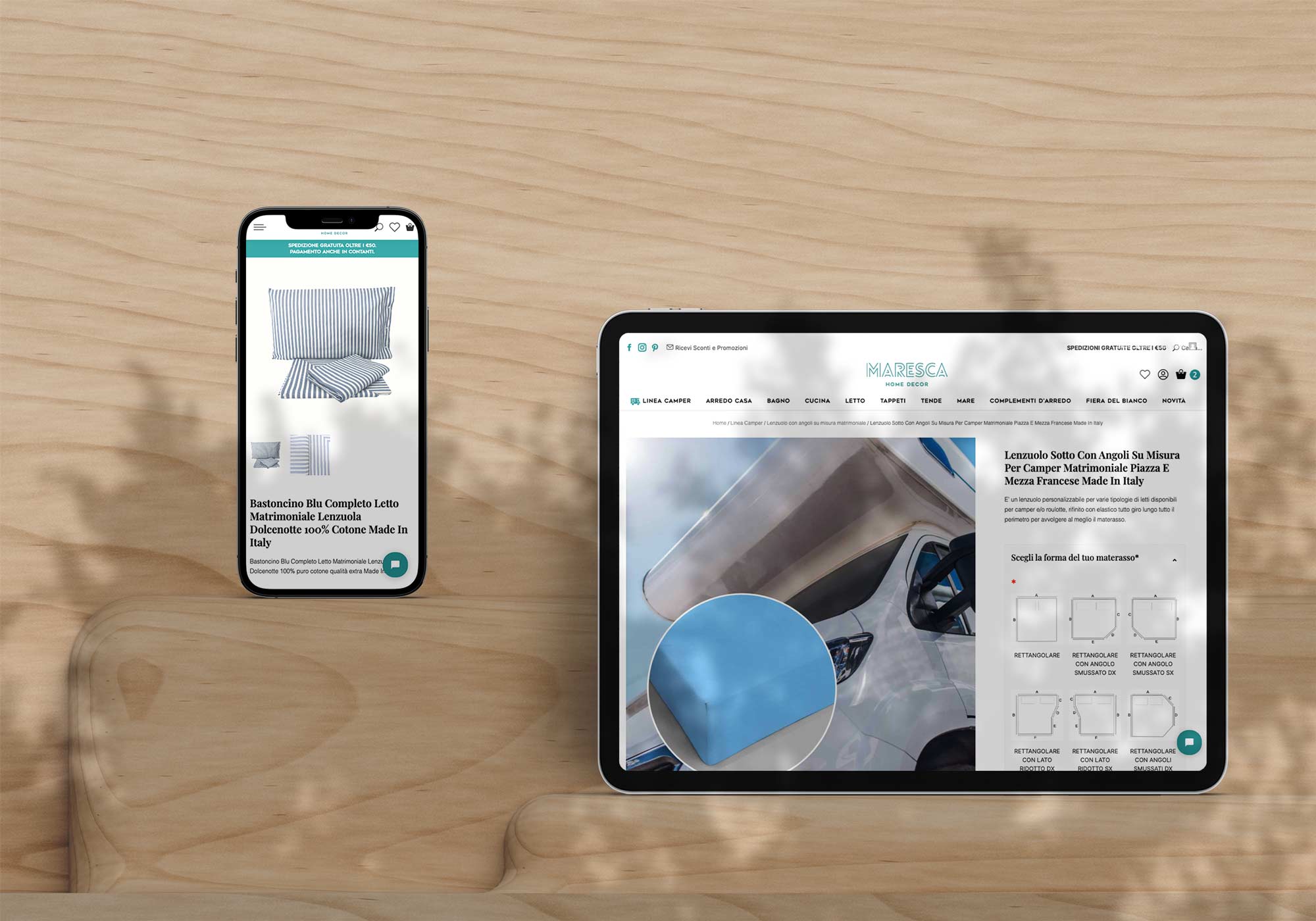 Mockup del sito Maresca su mobile e tablet
